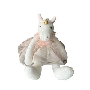CANTIA Plush Unicorn Doll Pink Tulle Dress Gold Stars Gold Horn 13"